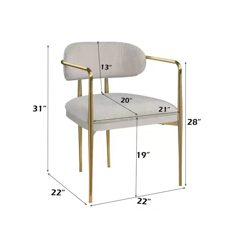 GDFStudio Felix Fauteuil Moderne Capitonnage Chenille avec Structure Métallique Dorée (Lot de 2)