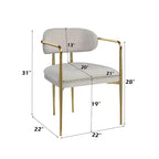 GDFStudio Felix Fauteuil Moderne Capitonnage Chenille avec Structure Métallique Dorée (Lot de 2)