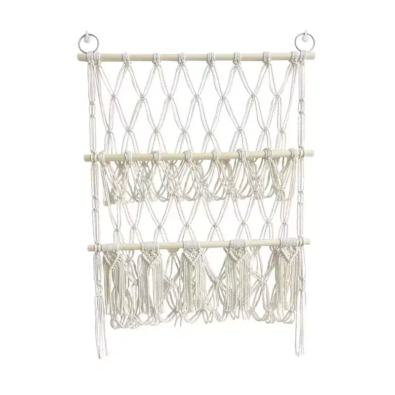 TROPOW Organizer per giocattoli di peluche, in rete boho macram, per bambini, sala giochi, camera da letto