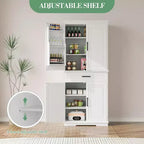 COZONY Armoire de cuisine haute de 183 cm avec tiroir et étagères réglables, buffet de rangement style ferme pour salle à manger ou buanderie