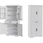 COZONY Armoire de cuisine haute de 183 cm avec tiroir et étagères réglables, buffet de rangement style ferme pour salle à manger ou buanderie