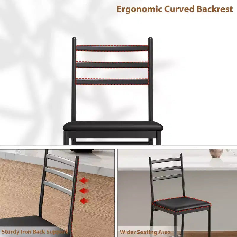 Tabourets de bar lot de 4, tabourets de bar hauteur comptoir chaises de salle à manger en métal avec dossier et coussin épais en cuir PU chaises de salle à manger de restaurant