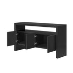 Luxystar Buffet moderne avec 4 portes et étagère ouverte, Table console, Noir