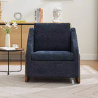 Fauteuil rembourré moderne Zeus & Ruta en tissu chenille avec cadre latéral en bois, assise et dossier rembourrés