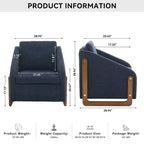 Fauteuil rembourré moderne Zeus & Ruta en tissu chenille avec cadre latéral en bois, assise et dossier rembourrés