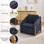 Fauteuil rembourré moderne Zeus & Ruta en tissu chenille avec cadre latéral en bois, assise et dossier rembourrés