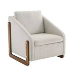 Fauteuil rembourré moderne Zeus & Ruta en tissu chenille avec cadre latéral en bois, assise et dossier rembourrés