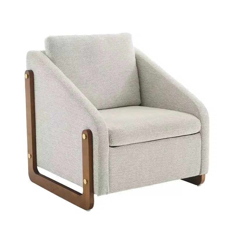 Fauteuil rembourré moderne Zeus & Ruta en tissu chenille avec cadre latéral en bois, assise et dossier rembourrés