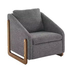 Fauteuil rembourré moderne Zeus & Ruta en tissu chenille avec cadre latéral en bois, assise et dossier rembourrés