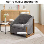 Fauteuil rembourré moderne Zeus & Ruta en tissu chenille avec cadre latéral en bois, assise et dossier rembourrés