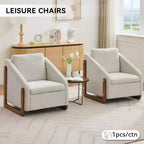 Fauteuil rembourré moderne Zeus & Ruta en tissu chenille avec cadre latéral en bois, assise et dossier rembourrés