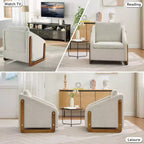 Fauteuil rembourré moderne Zeus & Ruta en tissu chenille avec cadre latéral en bois, assise et dossier rembourrés