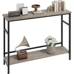 Console de 39 po, table de canapé étroite à 2 niveaux, table derrière le canapé avec étagère réglable, console de salon, couloir, entrée
