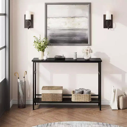 39 Console Table, 2-Tiered Narrow Sofa Table, Sofa Back Table with Adjustable Shelf, Living Room Hallway Entrance Console Table