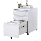 Acekool Caisson de bureau mobile à 3 tiroirs – Rangement verrouillable avec roulettes anti-basculement, compatible avec les dossiers lettres/format légal/A4, organisateur sous le bureau, noir