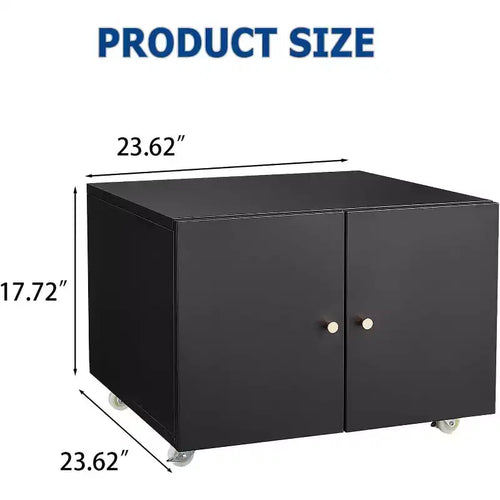 Meuble d'imprimante mobile Acekool - Rangement 2 portes avec étagère réglable, design sous bureau pour bureau et petits espaces, organisateur noir 23,6"