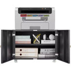 Meuble d'imprimante mobile Acekool - Rangement 2 portes avec étagère réglable, design sous bureau pour bureau et petits espaces, organisateur noir 23,6"