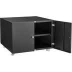 Meuble d'imprimante mobile Acekool - Rangement 2 portes avec étagère réglable, design sous bureau pour bureau et petits espaces, organisateur noir 23,6"
