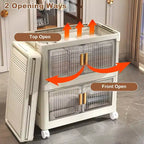 Boîtes de rangement pliables Acekool 31,5 avec couvercles, organiseur empilable à 4 niveaux avec portes magnétiques et roulettes pour le salon
