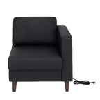Fauteuil de réception HERCULES Artemis rembourré à accoudoir droit de Flash Furniture, 2 prises CA/1 port USB/1 port USB-C et pieds en bois de noyer avec patin de sol réglable