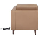 Fauteuil de réception HERCULES Artemis rembourré à accoudoir droit de Flash Furniture, 2 prises CA/1 port USB/1 port USB-C et pieds en bois de noyer avec patin de sol réglable