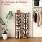 Tree City - Meuble à Chaussures Vertical en Bois à 7 Niveaux de 114 cm pour Entrée, Placard et Petits Espaces, Peut Contenir 7 à 10 Paires