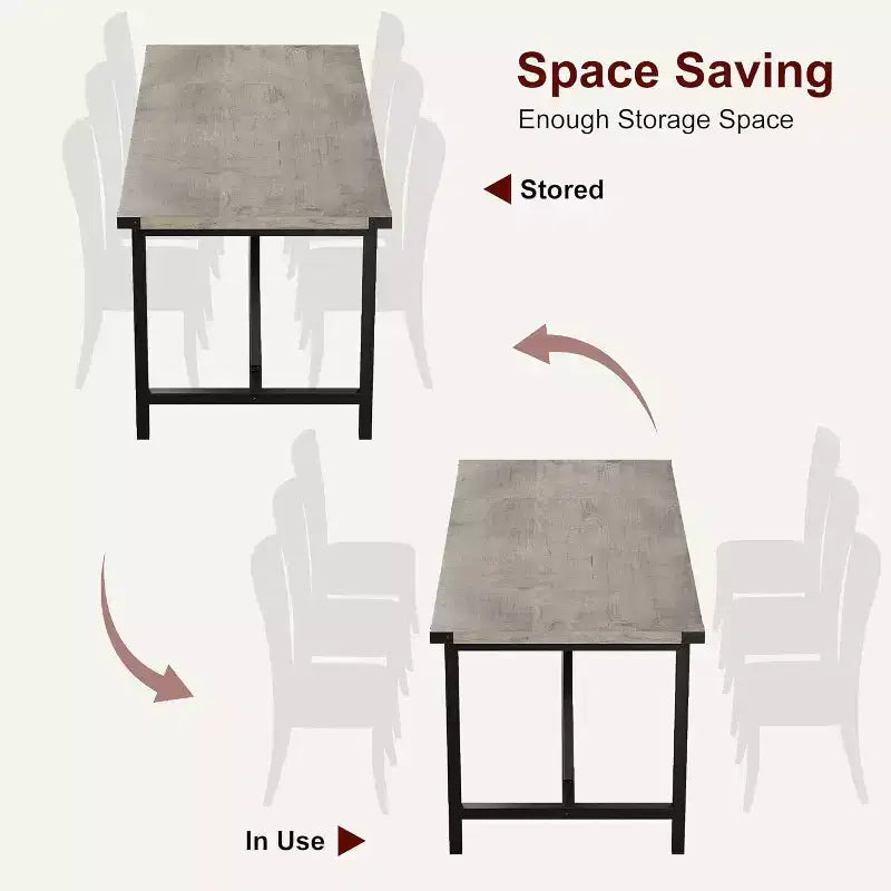 Grande table de cuisine rectangulaire de 180 cm, table à manger en bois de style rustique pour 8 personnes, table de dîner moderne pour la maison, le bureau, la salle à manger, le salon