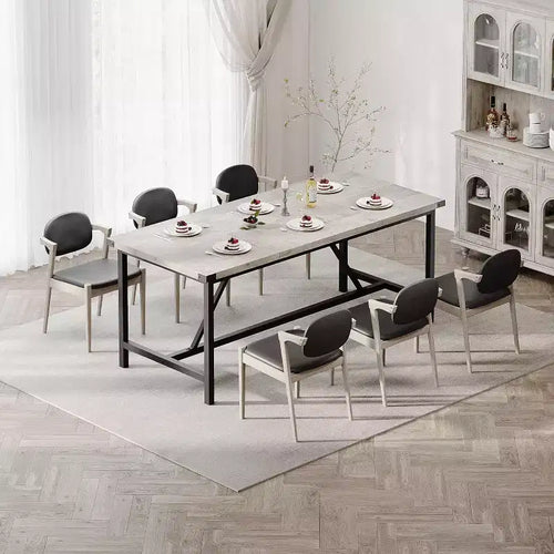 70.8in Large Rectangle Kitchen Table, Farmhouse Wooden Dining Table for 8 People, Modern Dinner Table for Home, Office, Dining Room, Living Room