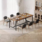 Grande table de cuisine rectangulaire de 180 cm, table à manger en bois de style rustique pour 8 personnes, table de dîner moderne pour la maison, le bureau, la salle à manger, le salon