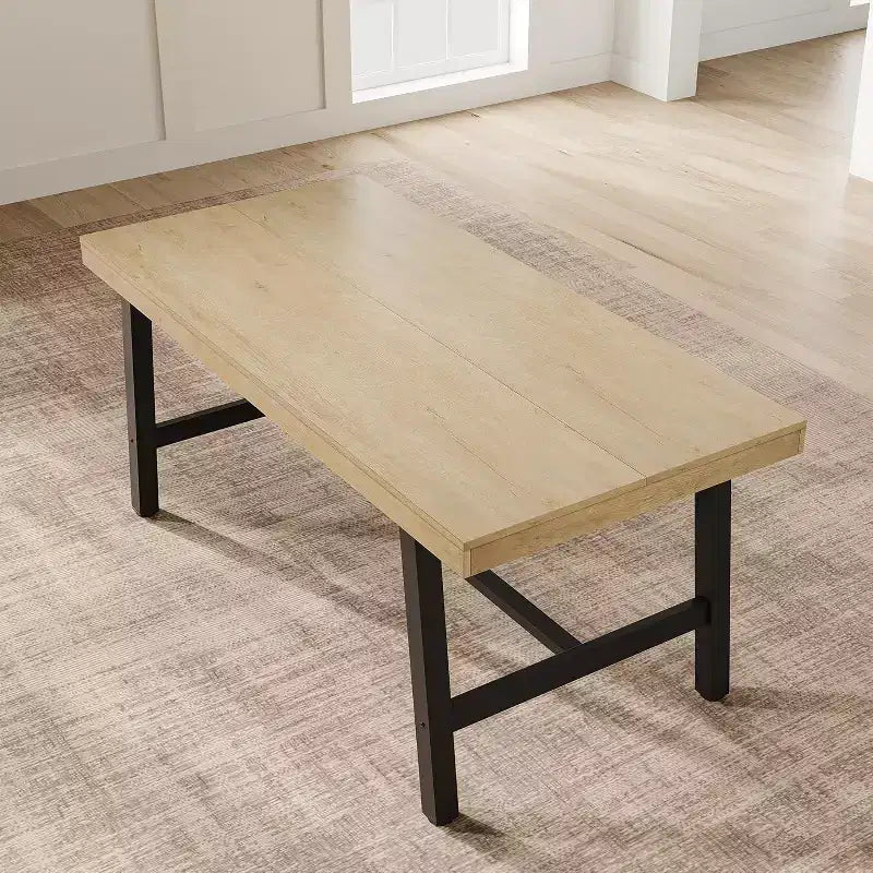 Grande table à manger rectangulaire de 160 cm pour 4 à 6 personnes, table de cuisine rustique en bois avec pieds en métal, table de patio industrielle pour salon, salle à manger