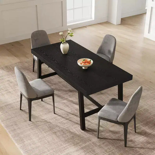 63in Large Rectangle Dining Table for 4-6 People, Rustic Wood Kitchen Table with Metal Legs, Industrial Patio Table for Living Room, Dining Room
