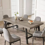 Grande table à manger rectangulaire de 160 cm pour 4 à 6 personnes, table de cuisine rustique en bois avec pieds en métal, table de patio industrielle pour salon, salle à manger