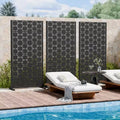 MAYEERTY Square 01 Black Galvanized Steel Room Divider, 72x35x16, 6-Piece Double-Sided Decorative Privacy Screen
