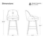 Tabouret de comptoir pivotant moderne Spruce&Spring avec dossier bas incurvé et assise rembourrée moelleuse