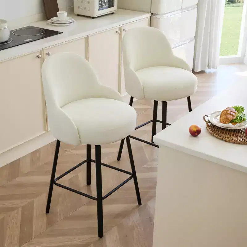 Tabouret de comptoir pivotant moderne Spruce&Spring avec dossier bas incurvé et assise rembourrée moelleuse