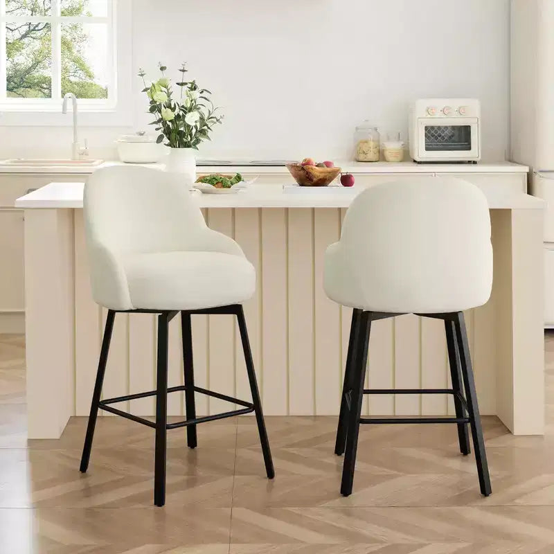 Tabouret de comptoir pivotant moderne Spruce&Spring avec dossier bas incurvé et assise rembourrée moelleuse