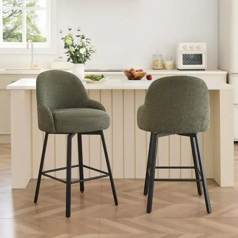 Tabouret de comptoir pivotant moderne Spruce&Spring avec dossier bas incurvé et assise rembourrée moelleuse