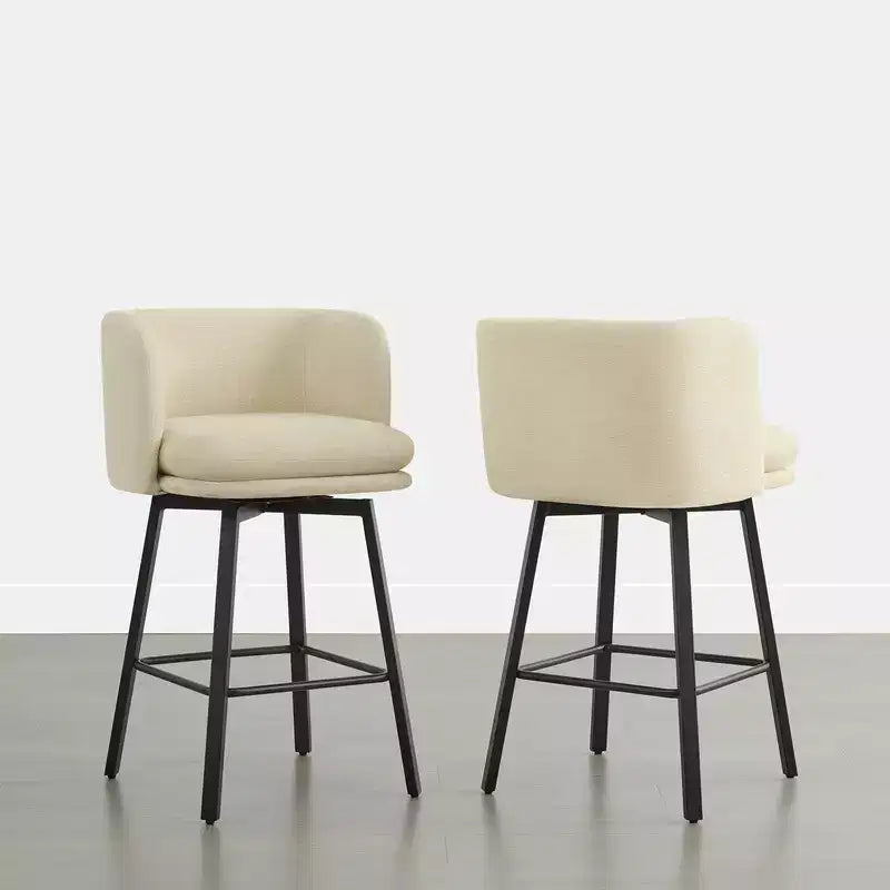 Tabouret de comptoir pivotant Spruce&Spring avec dossier incurvé, assise double épaisseur et piètement en métal