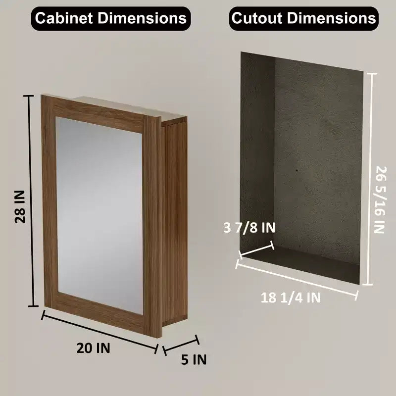 Armoire de salle de bain avec miroir, armoire murale en bois avec miroir et étagères intérieures réglables