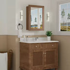 Armoire de salle de bain avec miroir, armoire murale en bois avec miroir et étagères intérieures réglables