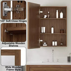 Armoire de salle de bain avec miroir, armoire murale en bois avec miroir et étagères intérieures réglables