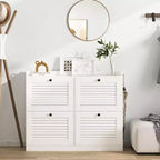 Meuble à chaussures avec tiroirs basculants, Meuble à chaussures étroit avec pieds en bois, Organisateur de chaussures autoportant pour couloir, chambre, salon