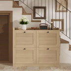 Meuble à chaussures avec tiroirs basculants, Meuble à chaussures étroit avec pieds en bois, Organisateur de chaussures autoportant pour couloir, chambre, salon