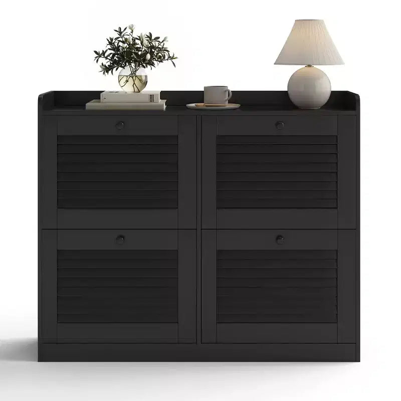 Meuble à chaussures avec tiroirs basculants, Meuble à chaussures étroit avec pieds en bois, Organisateur de chaussures autoportant pour couloir, chambre, salon