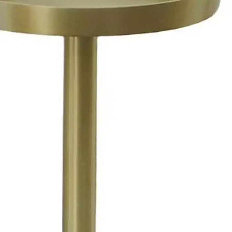 HomeRoots Table d'appoint ronde sur pied en métal doré et blanc 24