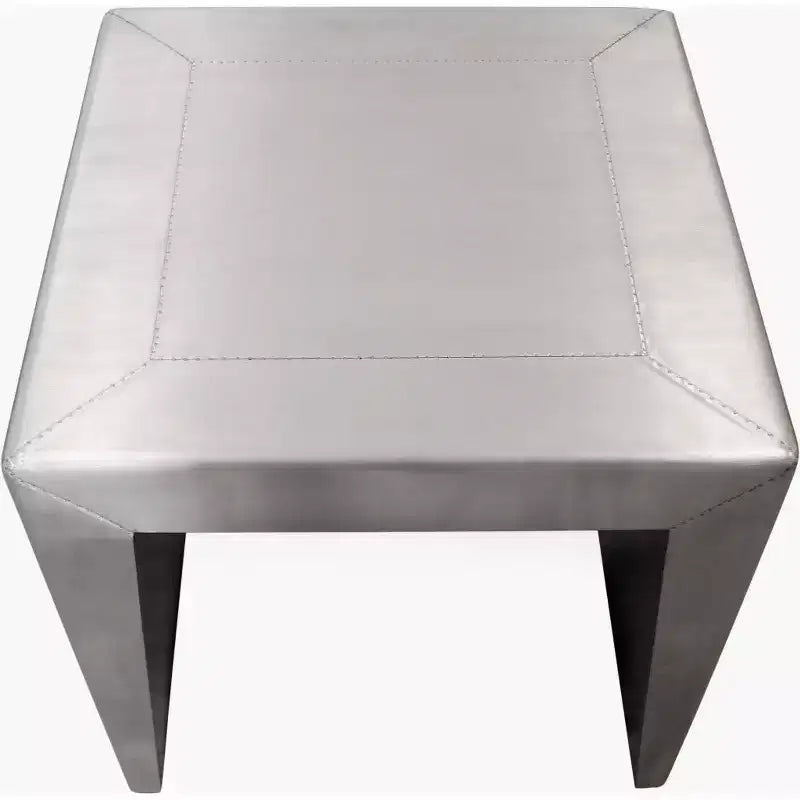 Table d'appoint carrée HomeRoots 24 en aluminium argenté et bois massif avec piètement traîneau