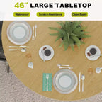 PexFix Table de salle à manger ronde 117 cm pour 4 personnes avec plateau à bords arqués et pieds cannelés pour salon salle à manger café bureau Naturel
