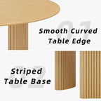 PexFix Table de salle à manger ronde 117 cm pour 4 personnes avec plateau à bords arqués et pieds cannelés pour salon salle à manger café bureau Naturel