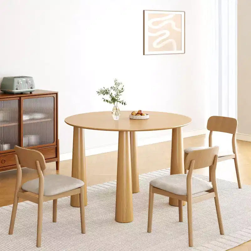 PexFix Table à manger ronde 45" pour 4 personnes avec plateau à bords incurvés et 4 pieds coniques, pour salon, salle à manger, café, bureau, robuste, couleur naturelle