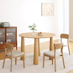 PexFix Table à manger ronde 45" pour 4 personnes avec plateau à bords incurvés et 4 pieds coniques, pour salon, salle à manger, café, bureau, robuste, couleur naturelle